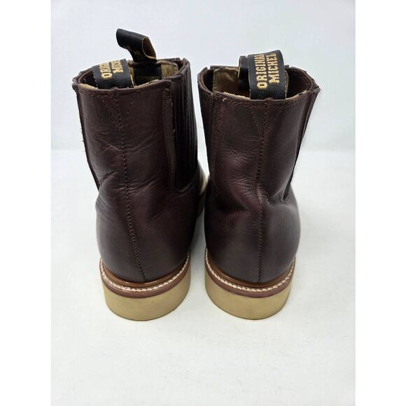 ORIGINAL MICHEL BROWN LEATHER SHORT ANKLE PULL ON WORK BOOTS SOFT TOE MENS 11 main image 5